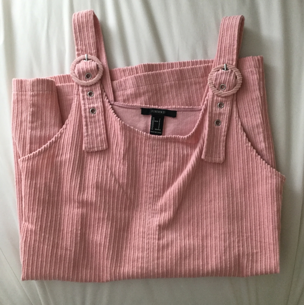 Forever 21 pink corduroy dress overalls